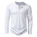 Mens Knit Long Sleeve Henley T-shirt Fashion Button Collar Tops White Men Clothing Zimivas