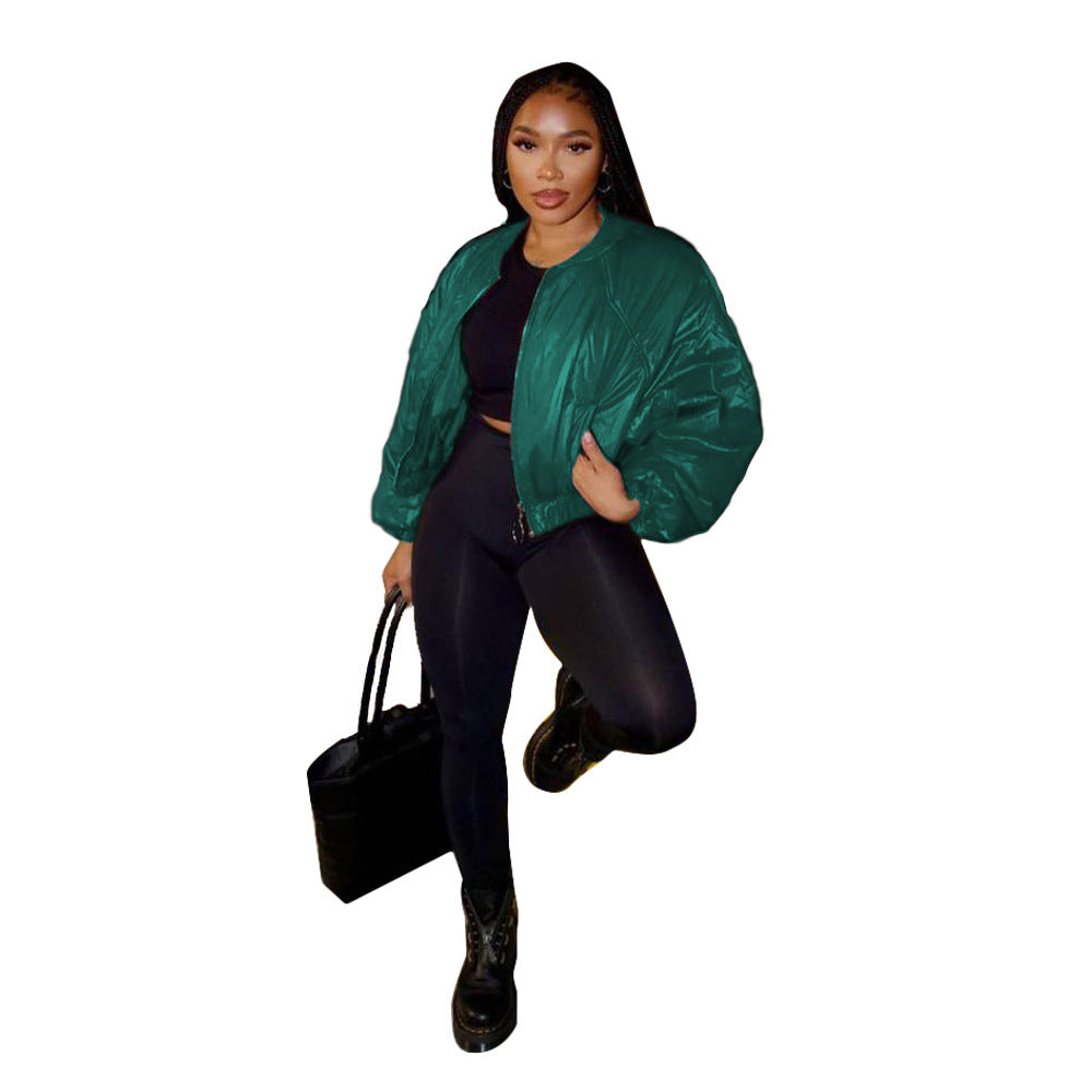 Women's Fashion Zipper Baseball Uniform Blackish green Women Clothing Zimivas