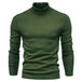 Men's Solid Color Slim Pullover Turtleneck Sweater Winter Casual Tops Clothing Army Green Men Clothing Zimivas