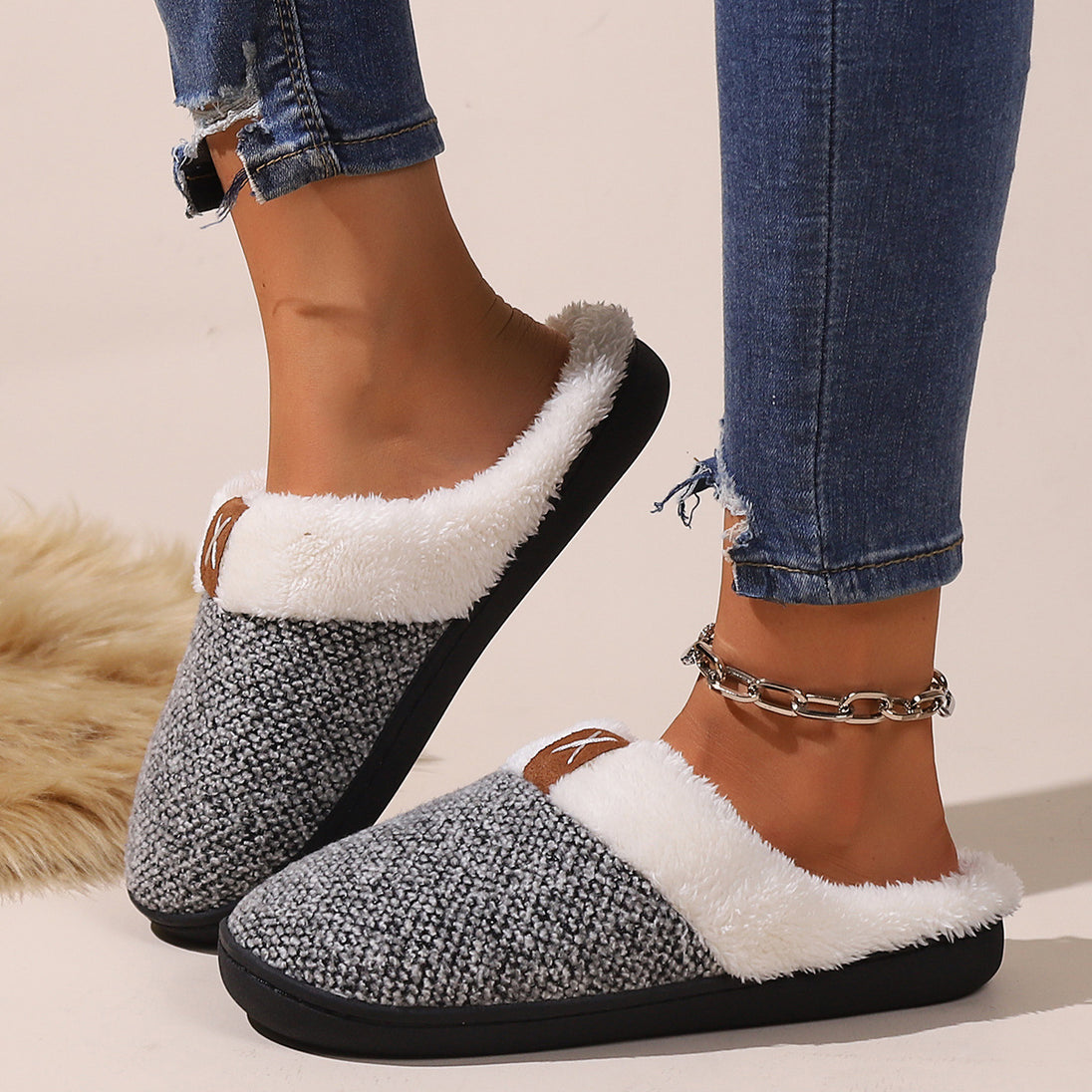 Winter Plush Slippers Fashion Thick Bottom Warm House Shoes For Women Men Indoor Floor Slipper 4 Zimivas