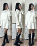 Sweater Skirt Sets For Women 2 Pieces Knit Casual Versatile Long Sleeve Pullover Elegant Solid High Waist Mini Skirt Outfit White Women Clothing Zimivas