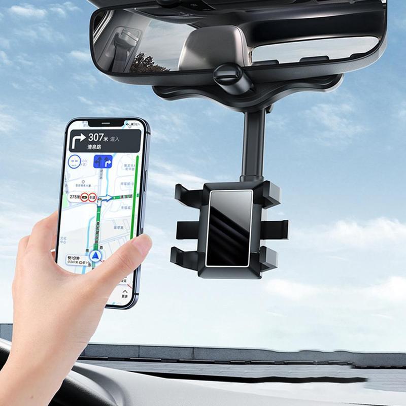 Rearview Mirror Phone Holder For Car Rotatable And Retractable Car Phone Holder Multifunctional 360 Rear View Mirror Phone Holder Suitable For All Mobile Phones And All Car automobiles Zimivas