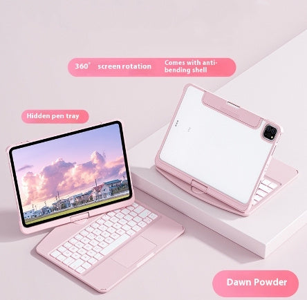 360 Swivel Keyboard Clear Case For IPad Smart Trackpad Bluetooth-compatible Keyboard Case Cover With Pen Slot Pink keyboard Zimivas