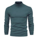 Men's Solid Color Slim Pullover Turtleneck Sweater Winter Casual Tops Clothing Denim Blue Men Clothing Zimivas