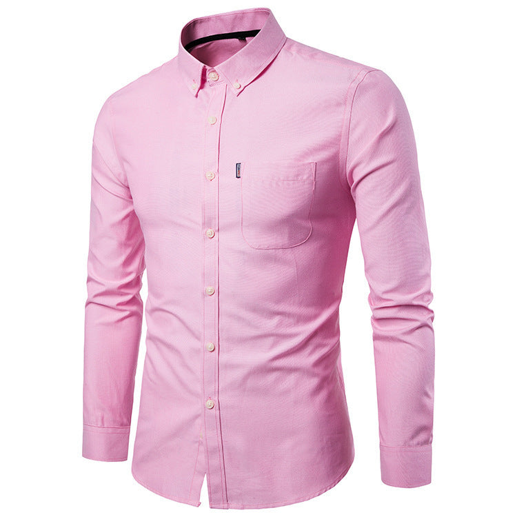 Men S Shirts Korean Men Slim Long Sleeve Dress Shirt Pink 0 null